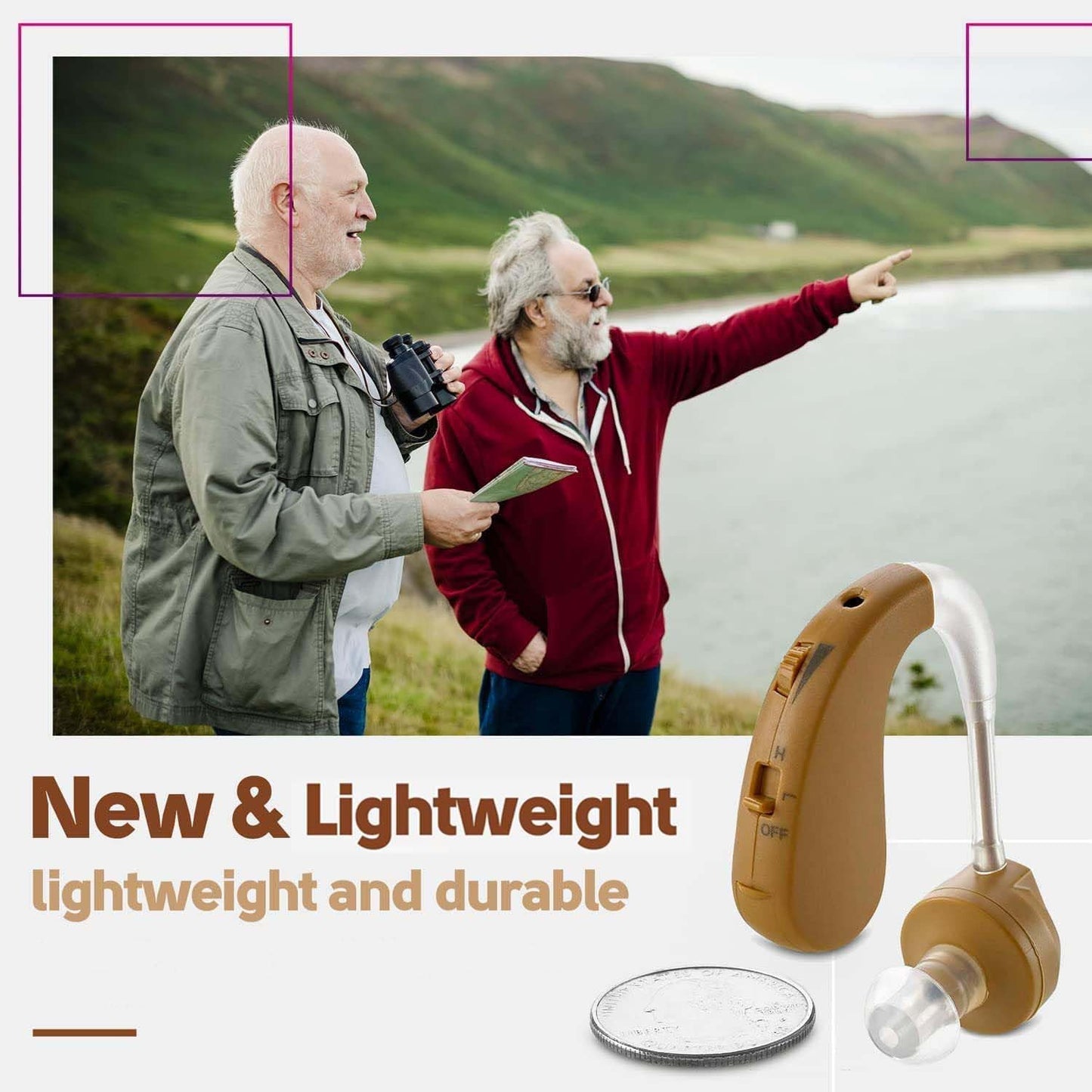 Digital Hearing Amplifier - BTE Behind the Ear Sound Amplifier and Personal Sound Enhancer with Noise Reducing Feature that is Smaller & Discreet - Ready to Wear in Any Left or Right Ear