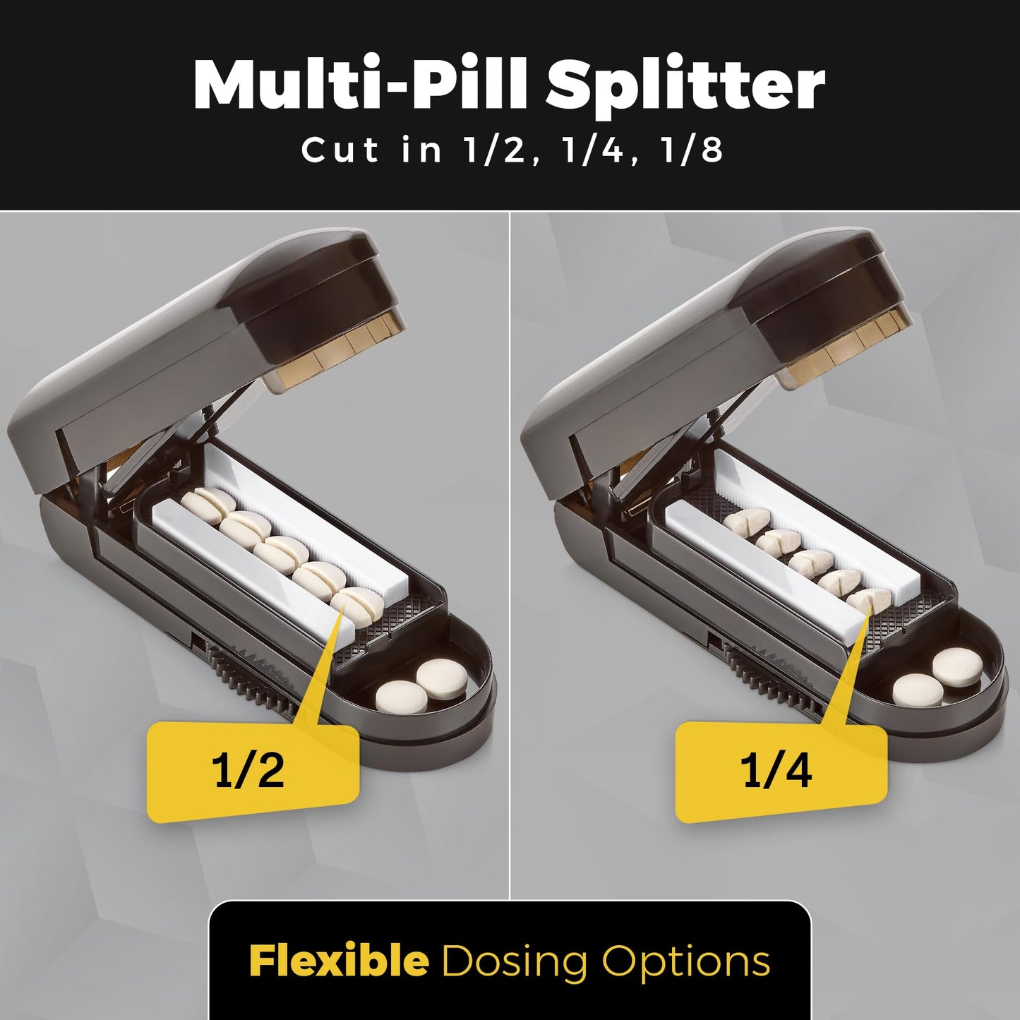 Pill Cutter for Small Pills - Multiple Splitter Pill Cutters for Small to Large Pills, Multi Tablet Split Cutter with Accurate Pill Alignment Cutter, Safety-Blade Guard, Food Grade Stainless Steel