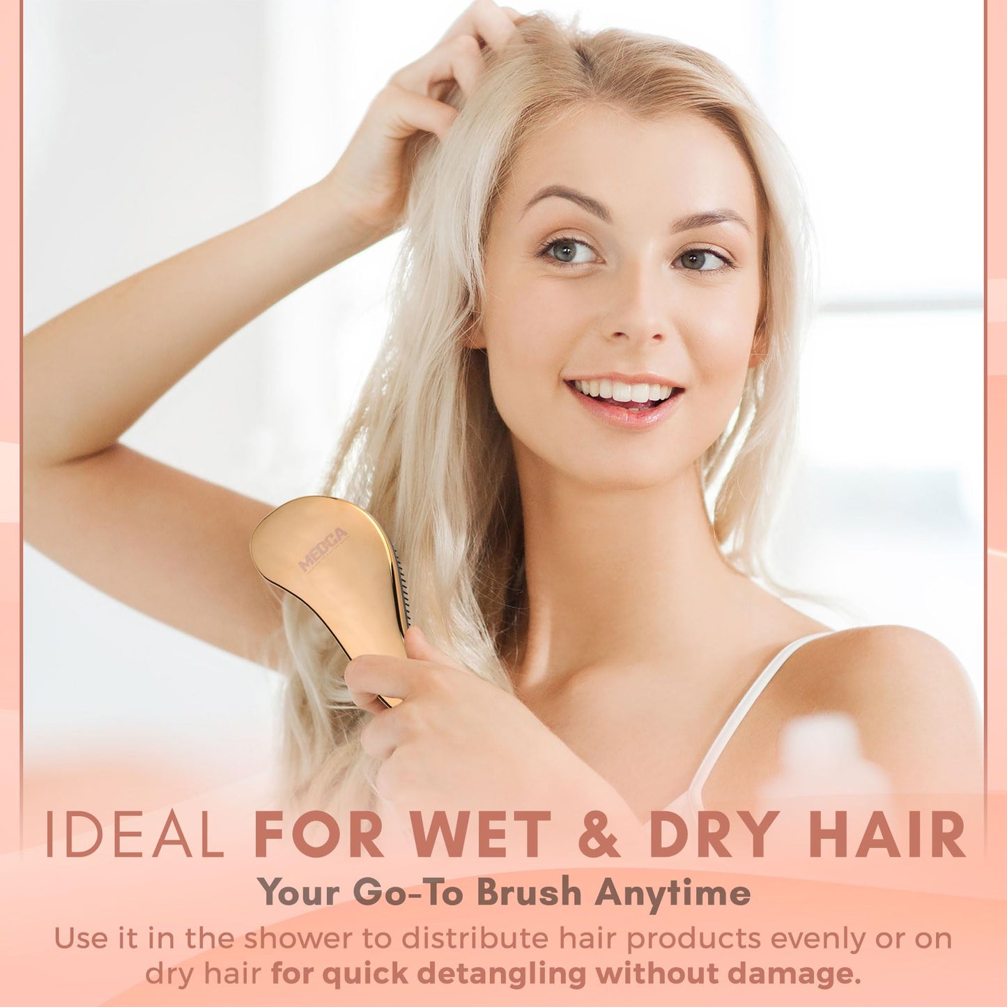 Detangling Brushes - Detangler Brush Set - Pain-Free Hair Brush Straightener that Removes Tangles and Knots Straightening Hair Shiny and Smooth (Rose Gold and Black)