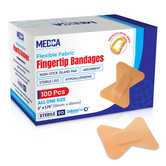 Flexible Fabric Bandages - Flex Fabric Adhesive Bandages Finger-Tip Care and to Protect Wounds from Infection - (100 Count Box)