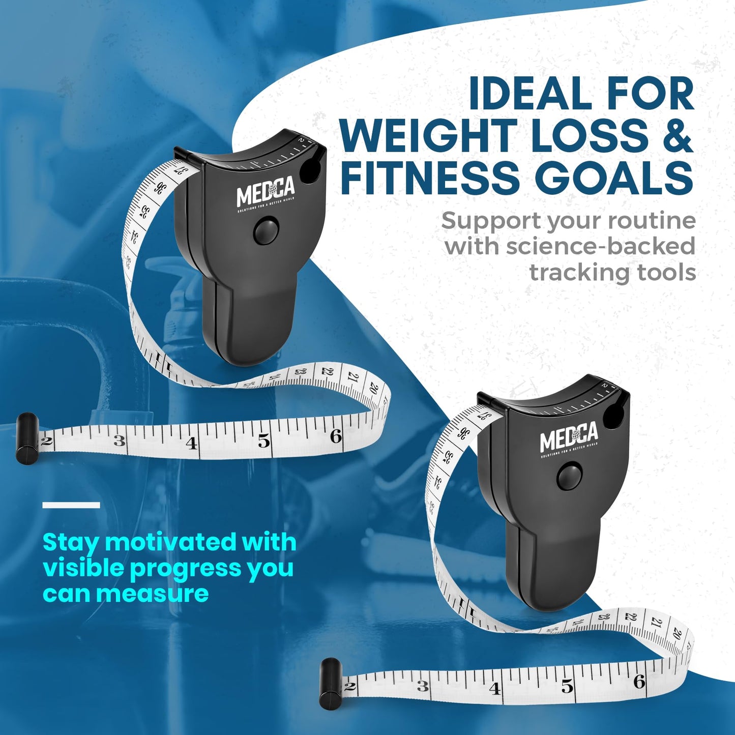 Body Tape Measure - (2 Pack) Measuring Tapes for Body and Fat Weight Monitors, (Inches & Cm) Retractable Ruler for Accurate Fat Calculator Helps Calculate Athletic Fitness Measurements, Black