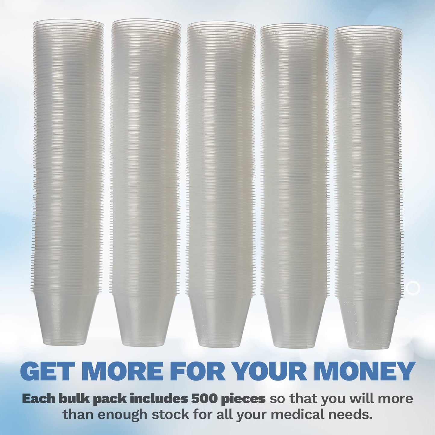 Clear Medicine Cups (1oz) - Pack of 500 - Plastic Disposable Graduated Medicine Cups with Measurements for Medication Arts & Crafts Mouthwash and More