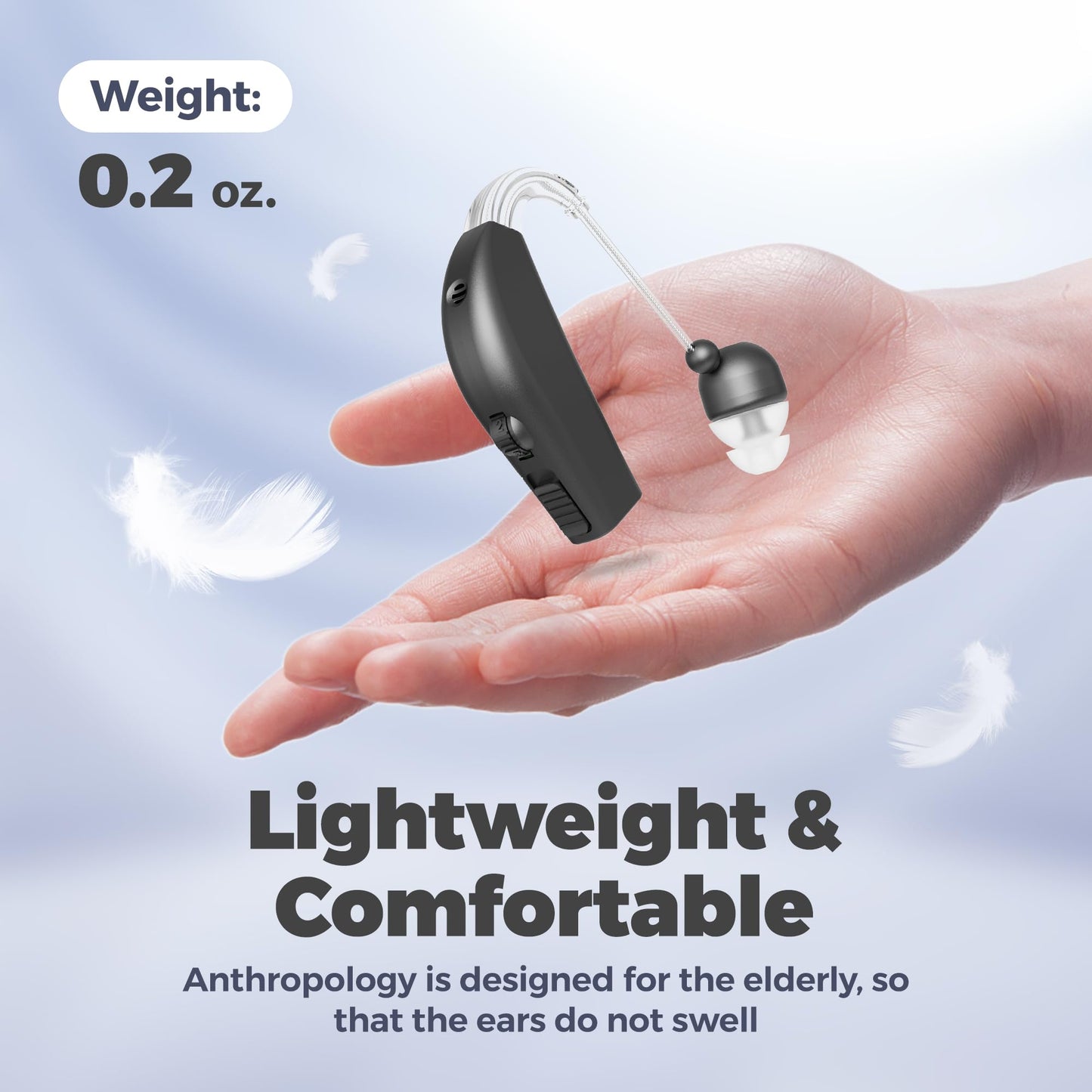 MEDca Digital Hearing Amplifier Pair - Personal Sound Amplification Device, Rechargeable All-Day Battery Life Lightweight Behind The Ear BTE Sound Aid and Voice Hearing Amplifiers, Black