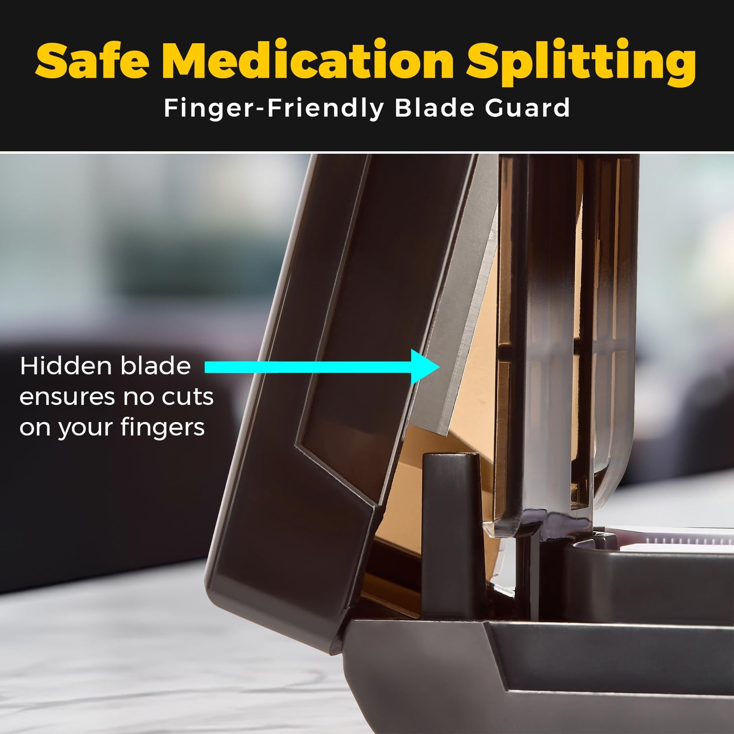 Pill Cutter for Small Pills - Multiple Splitter Pill Cutters for Small to Large Pills, Multi Tablet Split Cutter with Accurate Pill Alignment Cutter, Safety-Blade Guard, Food Grade Stainless Steel