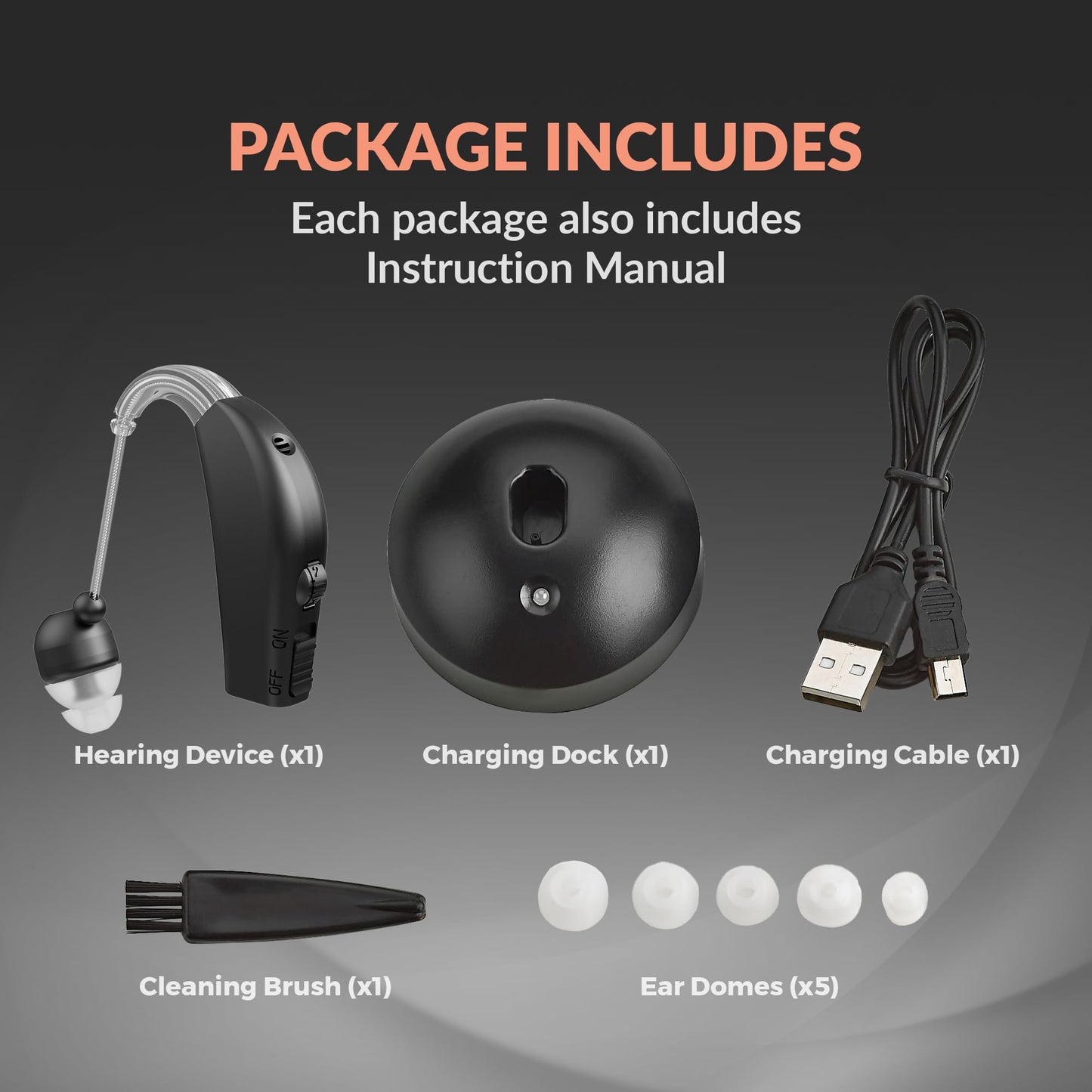 MEDca Rechargeable Digital Hearing Amplifier - Personal Sound Amplification Ear Device for Seniors | All-Day Battery Life, Lightweight Behind the Ear BTE Sound and Voice Hearing Aid | MZB-17 | Black