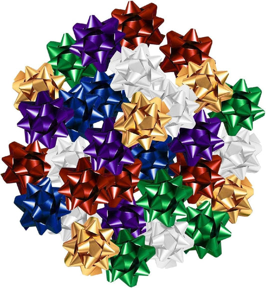 1.5" Medium Size Gift Bows – (Pack of 30) Assorted Colored Pre-Made Present Bows - Ready to Use Peel & Stick Solid Color Present Bows for Many Gift Giving Occasions Holidays Birthdays Christmas