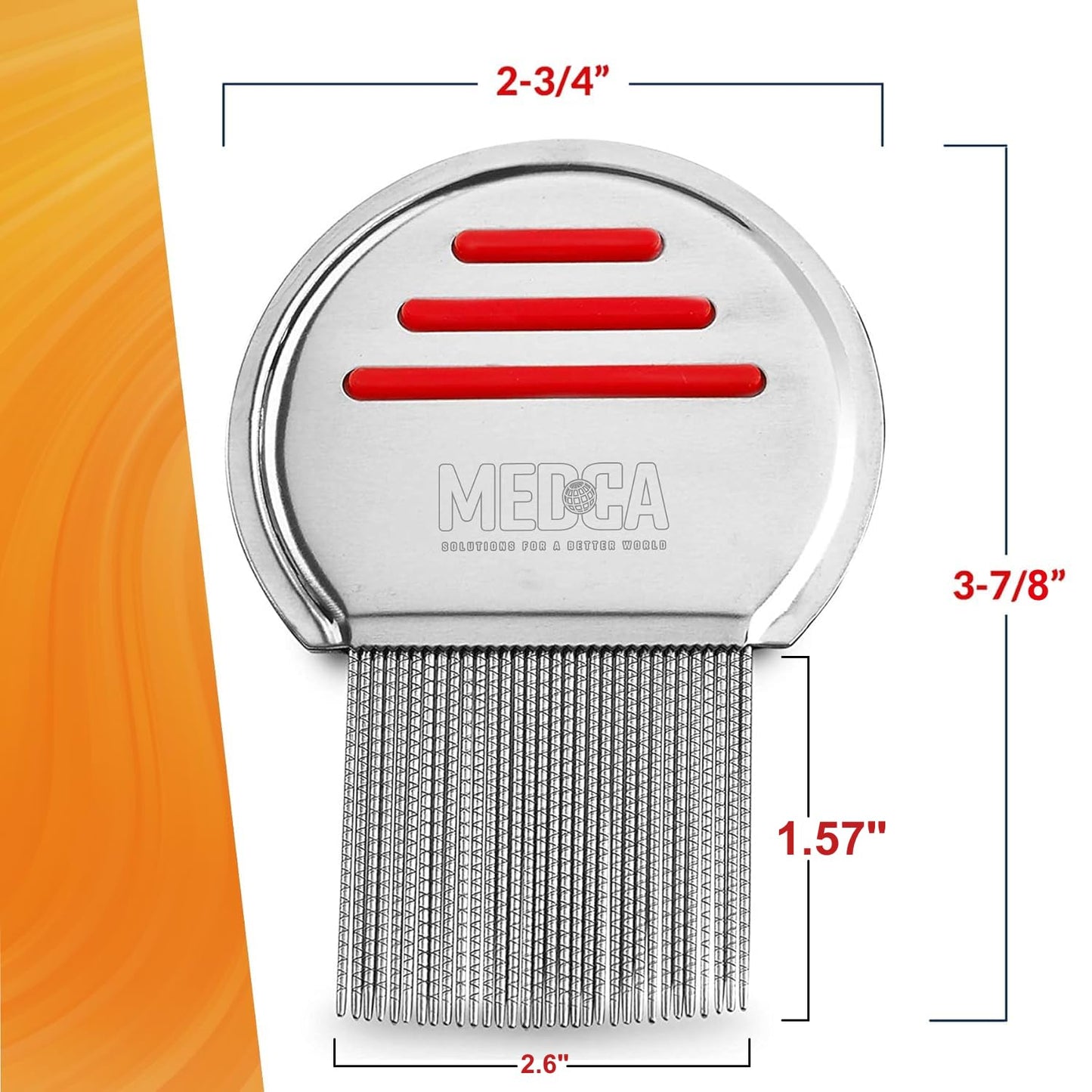 Lice Comb - (Pack of 2) Stainless Steel Professional Lice Combs and Head Lice Treatment to Effectively Get Rid of Hair Lice and Nits, Best Results for Infection and Re-infection in Kids & Adults