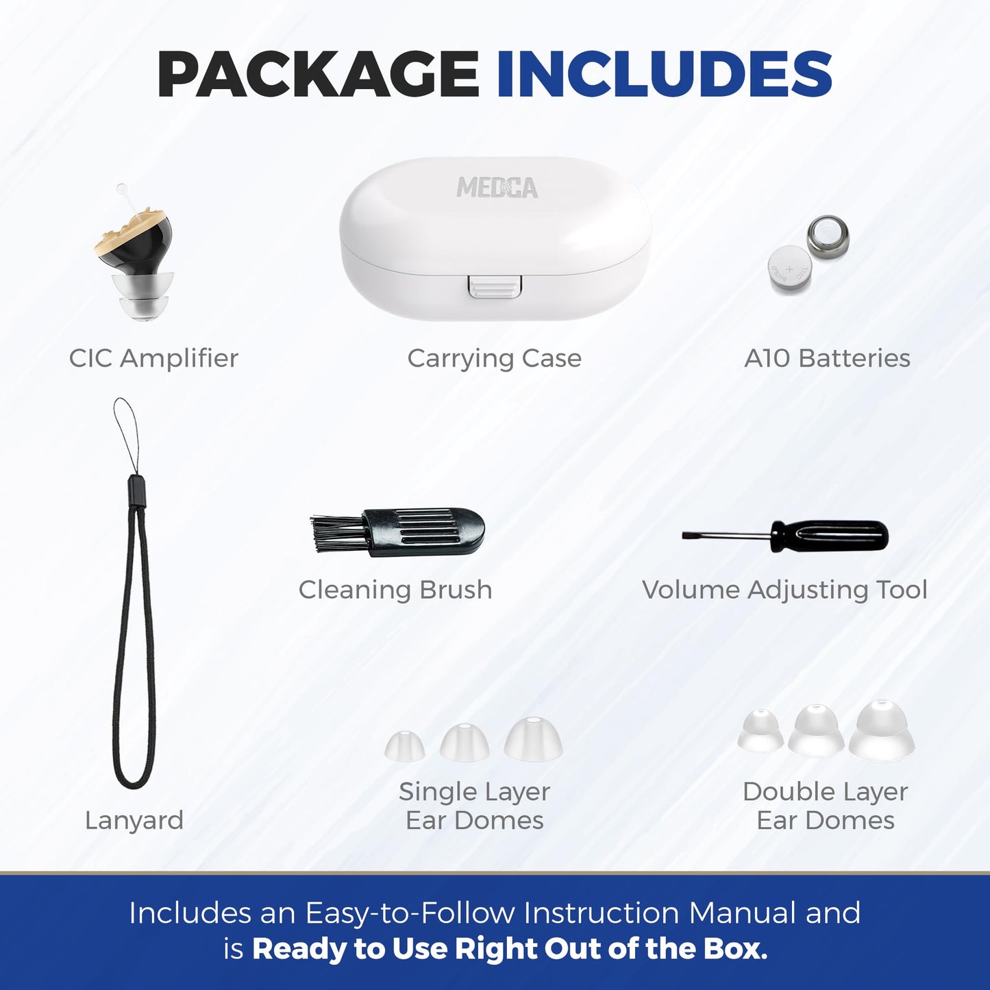 Digital Hearing Amplifier - Invisible in Canal (CIC) in-Ear Mini Sound Enhancer Set, Near-Invisible, Noise Cancelling, Personal Sound Hearing Amplifier - Black, Left Ear