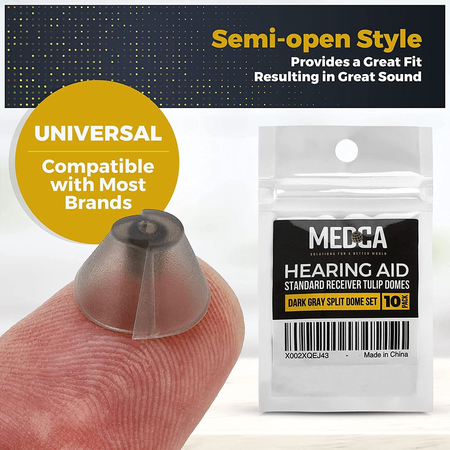 MEDca Hearing Aid Standard Receiver Tulip Domes Compatible with GN Resound Sure Fit - Universal Invisible Tip Replacement Ear Domes for BTE PSAP Hearing Amplifiers and Open Fit Models (20)