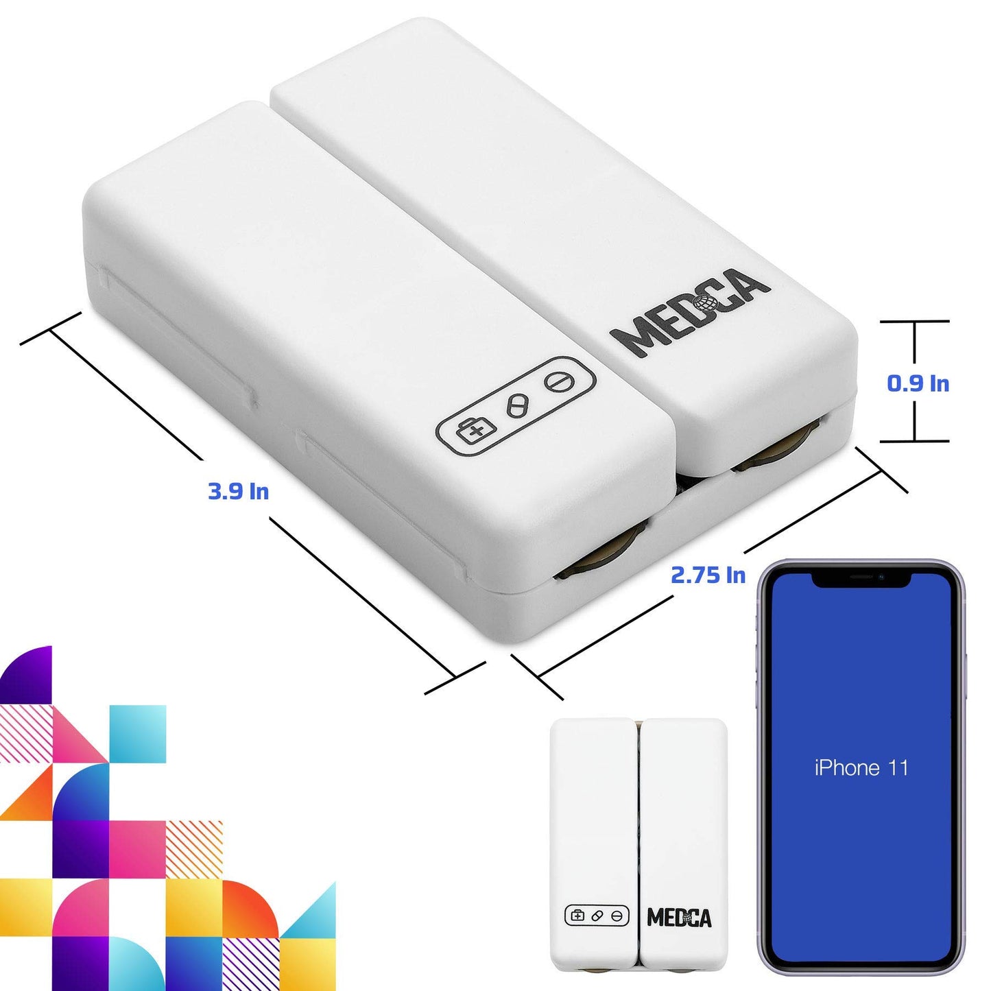 Magnetic Foldable Pill Box Case - 7 Day Weekly Medicine Organizer - Portable Compact Lightweight Pill Container with 7 Compartments, Dustproof, Air-Tight, BPA Free for Pills Vitamins and Supplements