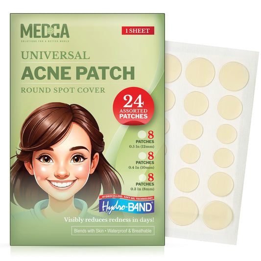 Acne Patches for Face - Hydrocolloid Bandages (24 Count) Pimple Patches for Face in 3 Universal Sizes, Acne Spot Treatment Care for Face & Skin Spot Patch Conceals Zits, Acne and Blackheads