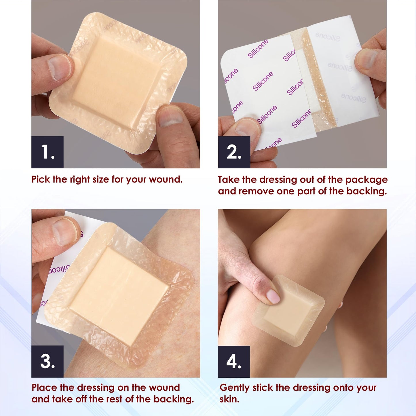 MEDca Silicone Foam Dressing w/ Adhesive Border 3"x3" (Pack of 10) Waterproof Silicone Bandages for Wounds, Highly-Absorbent Wound Dressing Bandage Care for Bed Sore Bandages, Pressure Sores, Ulcers