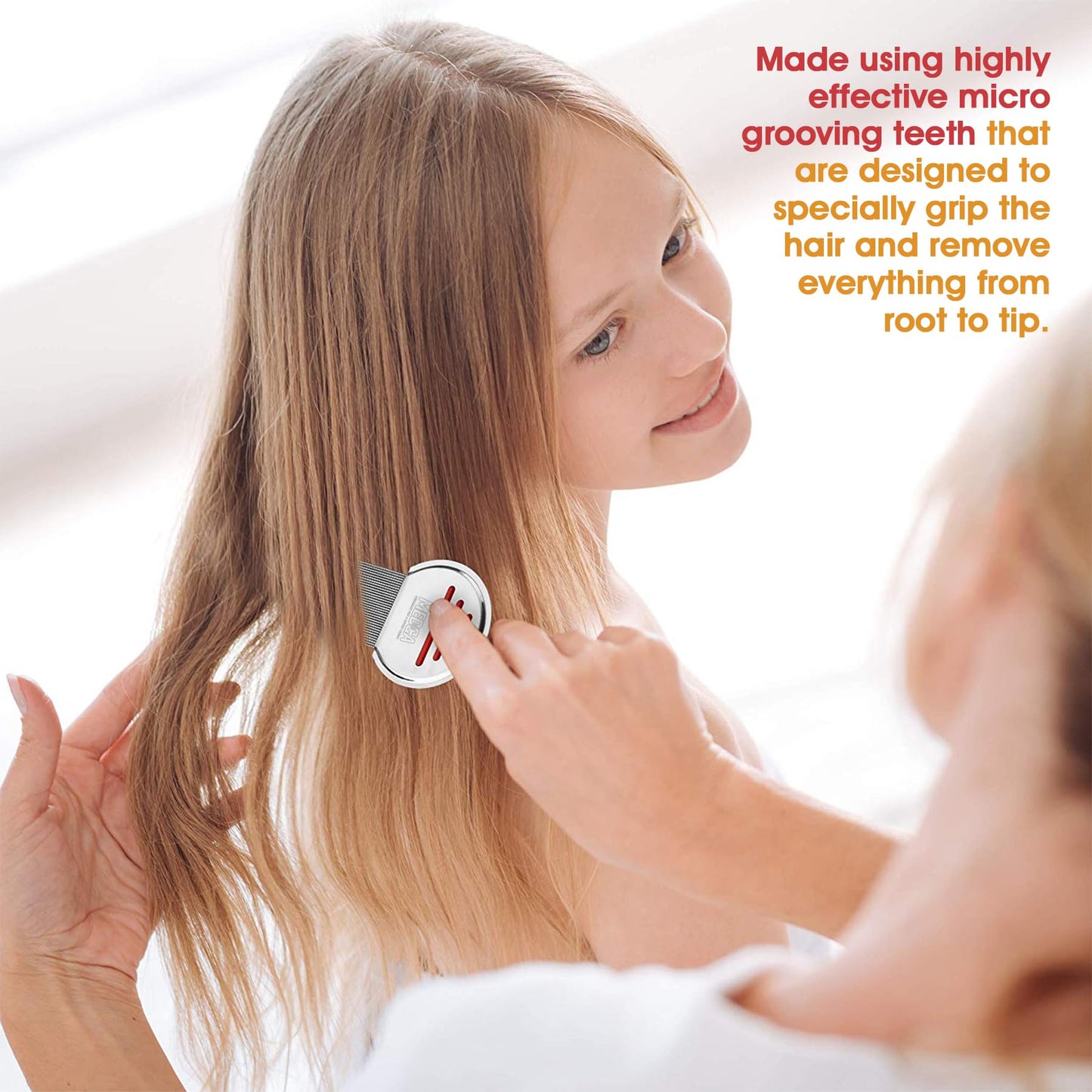 Lice Comb - (Pack of 2) Stainless Steel Professional Lice Combs and Head Lice Treatment to Effectively Get Rid of Hair Lice and Nits, Best Results for Infection and Re-infection in Kids & Adults