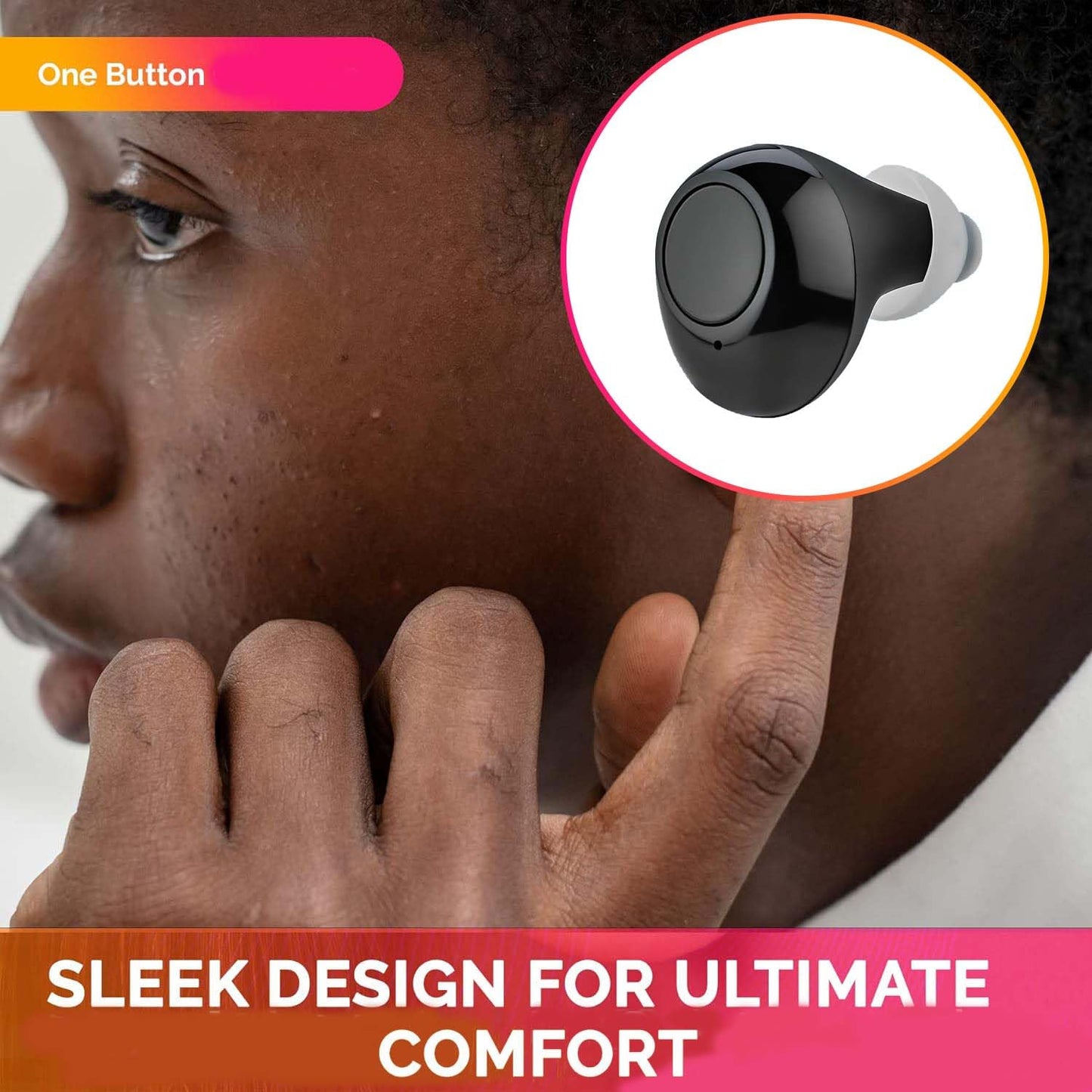 Digital Hearing Amplifier - Next Generation In the Ear Personal Sound Device w/ Noise Reduction - Rechargeable ITE 2 Piece Set, Portable Charging Case Sound Assist for Adults and Seniors, Black