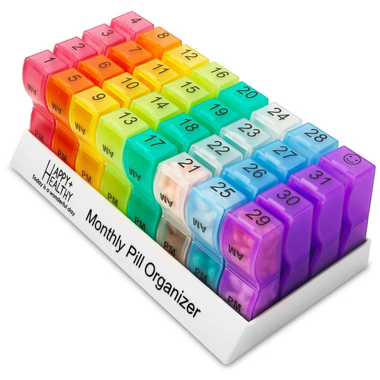 Monthly Pill Organizer - Am/Pm Daily Pill Organizer 32 Compartments for Each Day, Pill Dispenser and Dispenser Caddy that Helps You Organize Your Life, Perfect for Supplements and Medication by MEDca