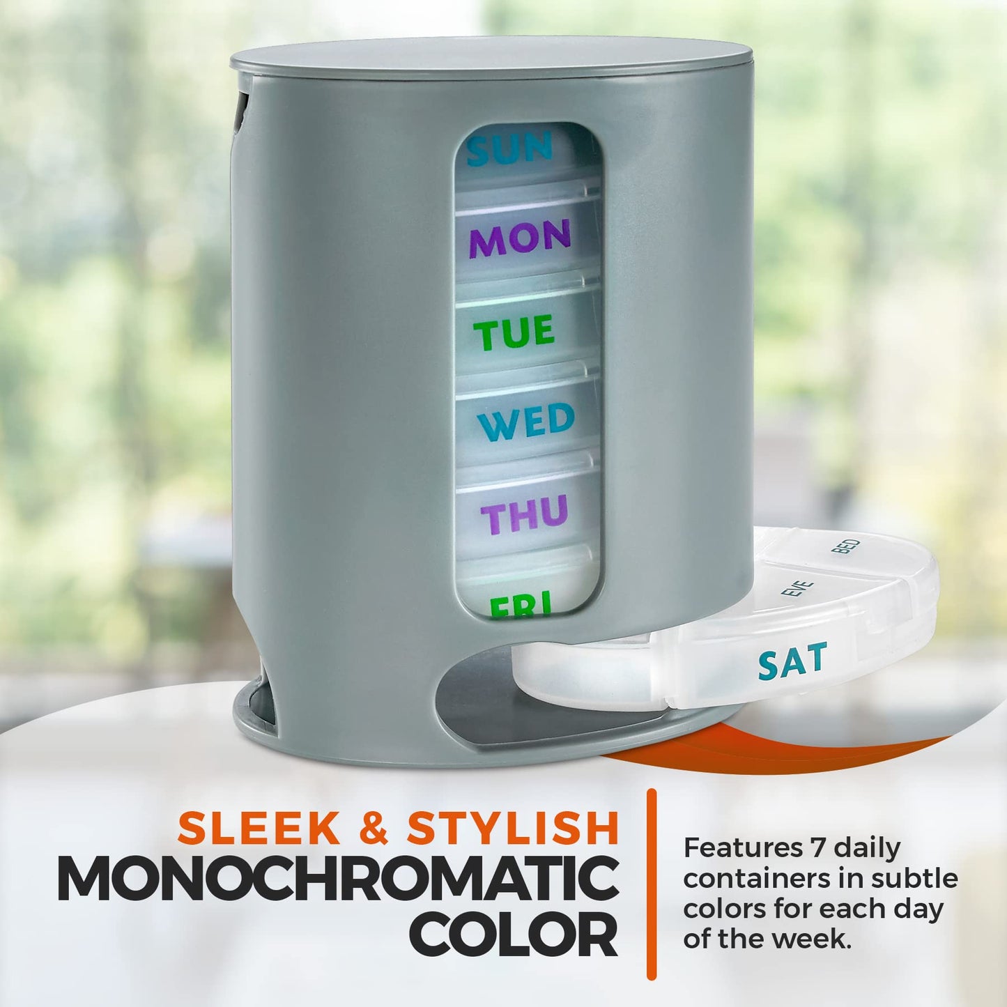 MEDca Weekly Pill Organizer, Pack of 2 Dispensers, 7 Stackable Compartments Four Times-a-Day - Morning, Noon, Evening, and Bedtime, Grey
