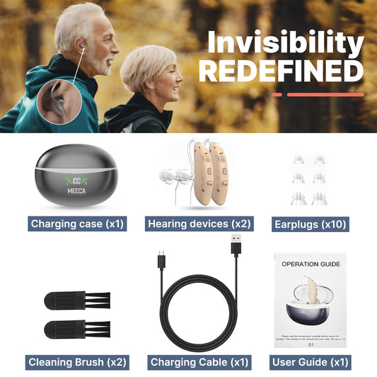 Rechargeable Hearing Aids for Seniors - BTE Digital Hearing Amplifier with Noise Cancelling for Moderate to Severe Hearing Loss, RIC 16 Channel Noise Cancelling Hearing Aid, Magnetic Charging Case