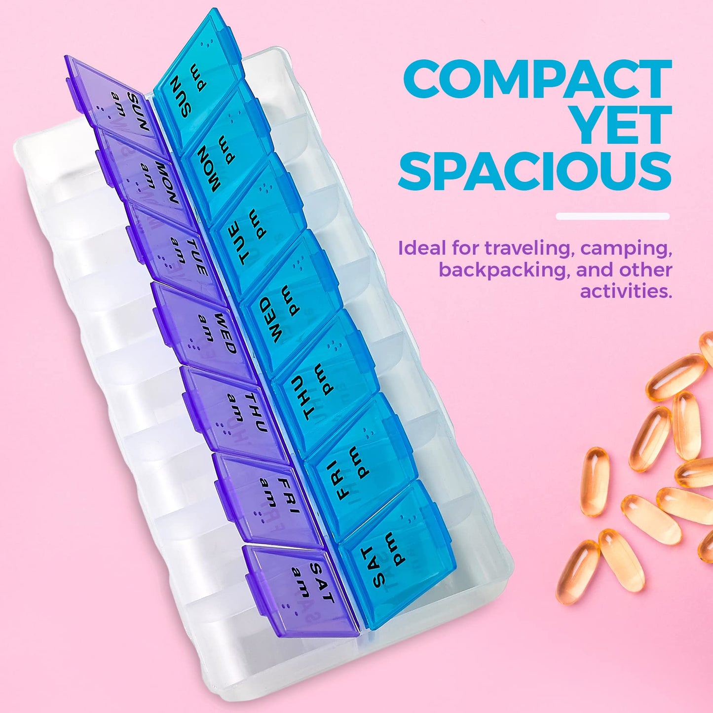 MEDca Weekly Pill Organizer, Twice-a-Day, 1 Pill Organizer Extra Large