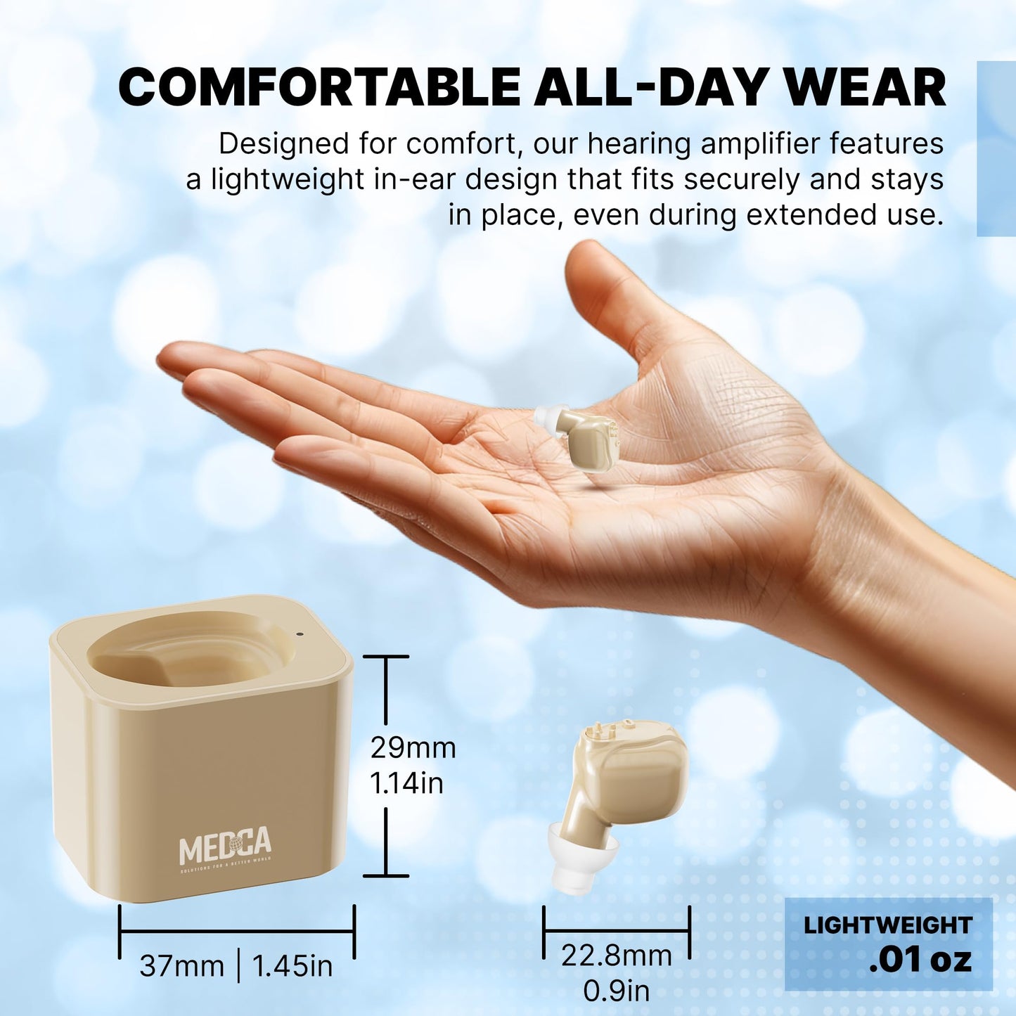 MEDca ITE Mini Ear Amplifier Rechargeable Microtron - So Small It's Barely Visible!