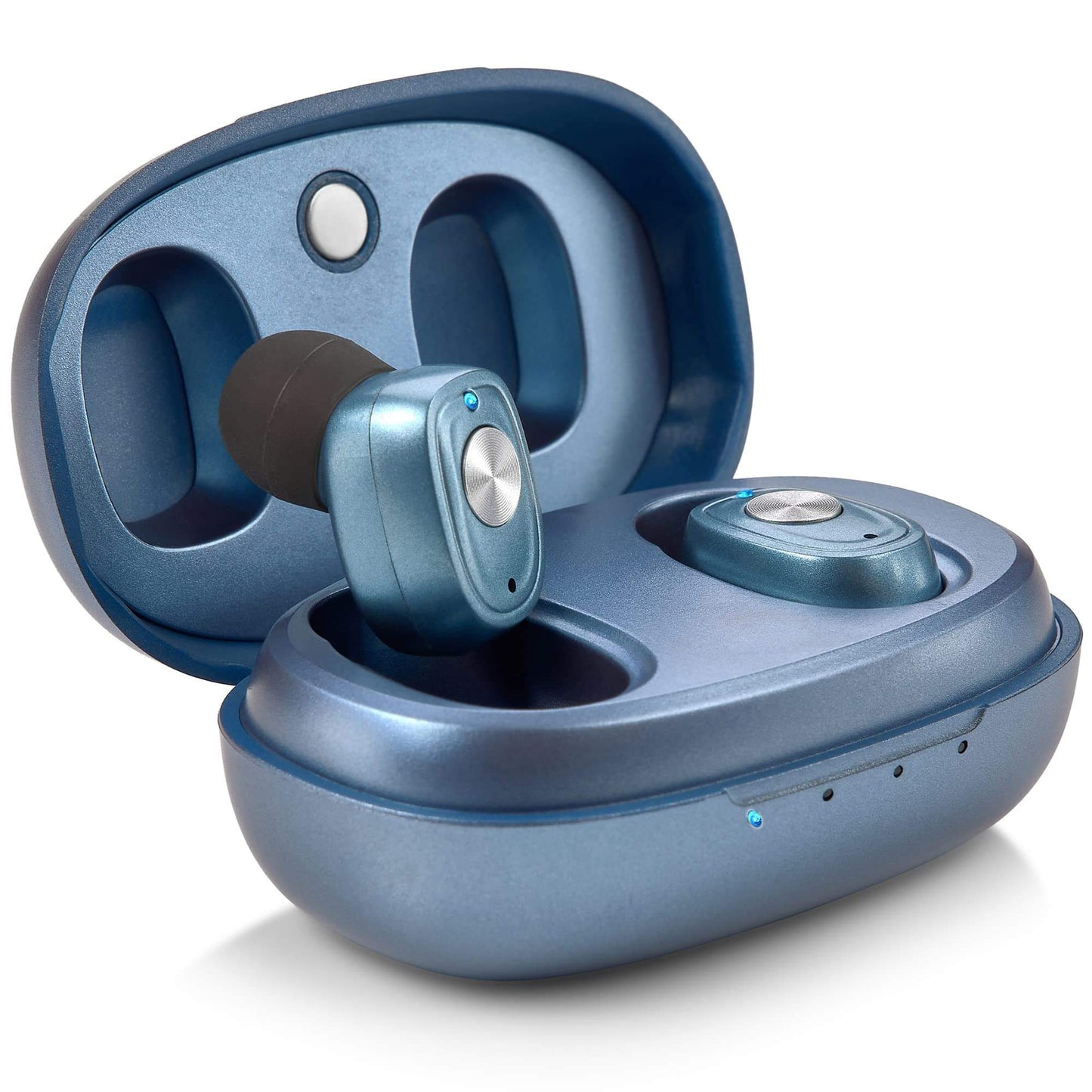 Rechargeable Hearing Amplifier Pair w/ Noise Cancelling, Digital Sound Device for Seniors & Adults - ITC Nano Personal Amplifier - One Touch Control & Low Sound Distortion Hearing Assist Device, Blue