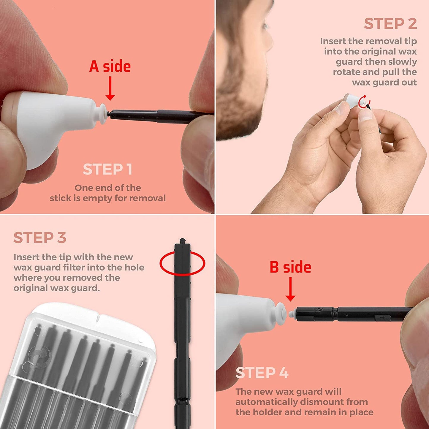 MEDca Hearing Aid Ear Wax Guard Filters - 10 Pack/80 Pieces Replacement Wax Filters Prevent Cerumen Dust and Grease Build Up Compatible w/ Phonak, Resound, Widex, Unitron and Jungle Care Hearing Aids