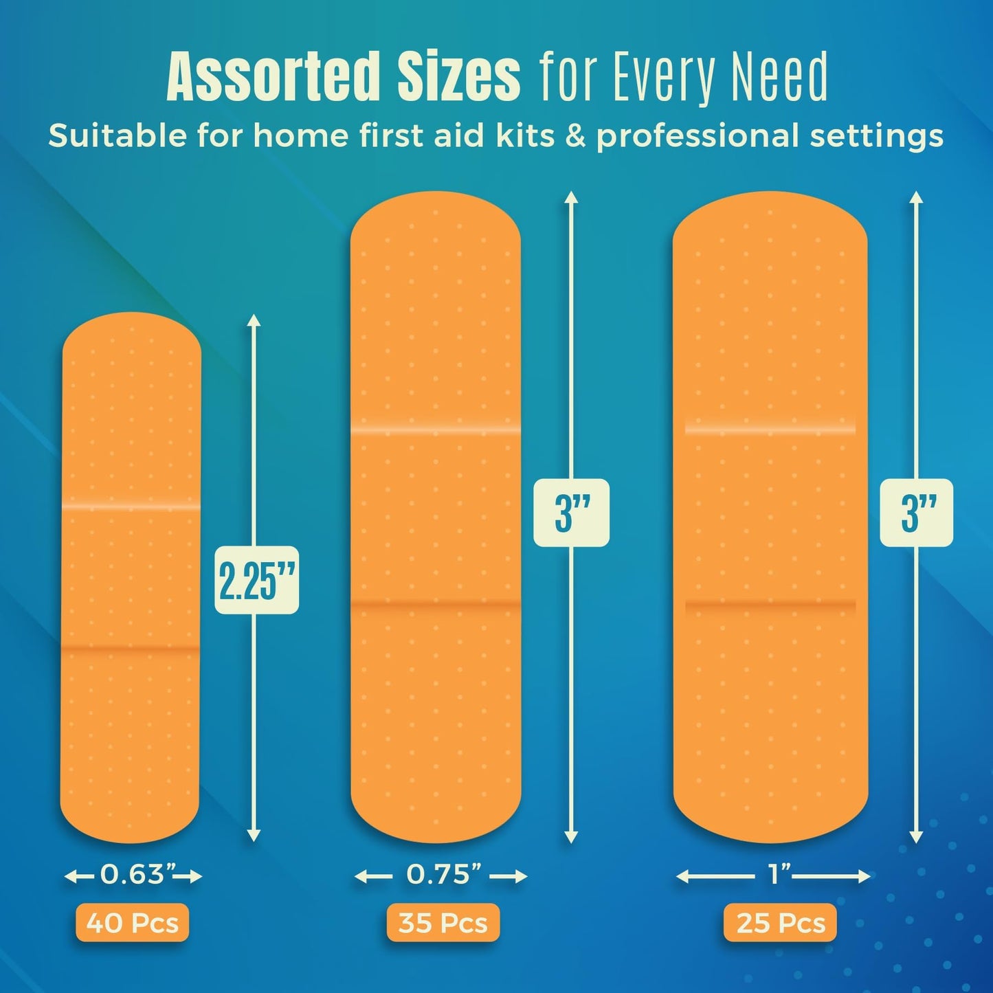 Flexible Fabric Adhesive Bandages for Comfortable Flexible Large Protection & Wound Care of Minor Cuts, Scrapes, & Wounds, Assorted Sizes (2-1/4"x5/8", 3"x3/4", 3"x1") - 100 Count Box