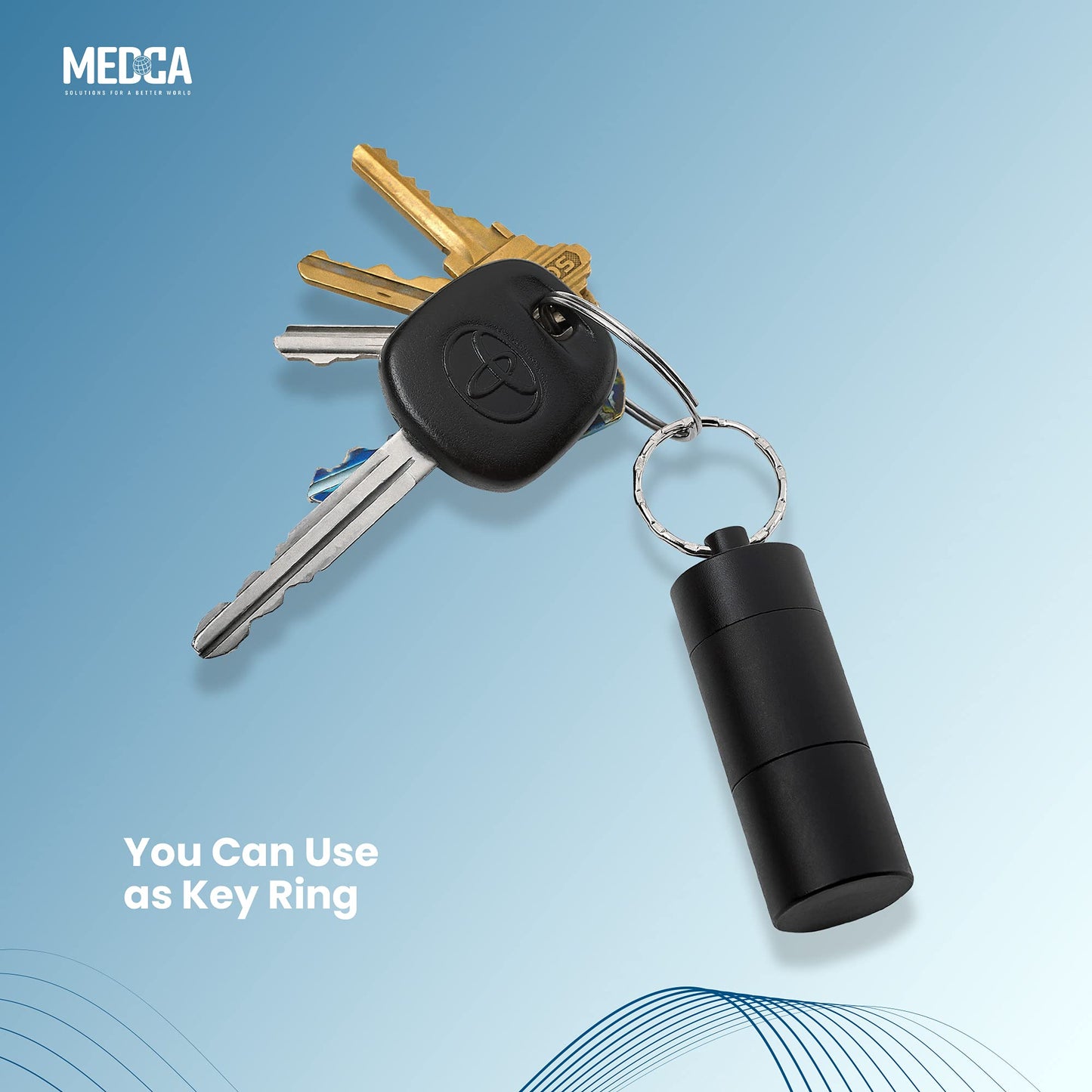 Metal Pocket Pill Boxes Keychain for Purse for Travel, 3 Compartment Waterproof Daily Pill Container Holder for Men and Women (BS1204R Waterproof Alu Box)