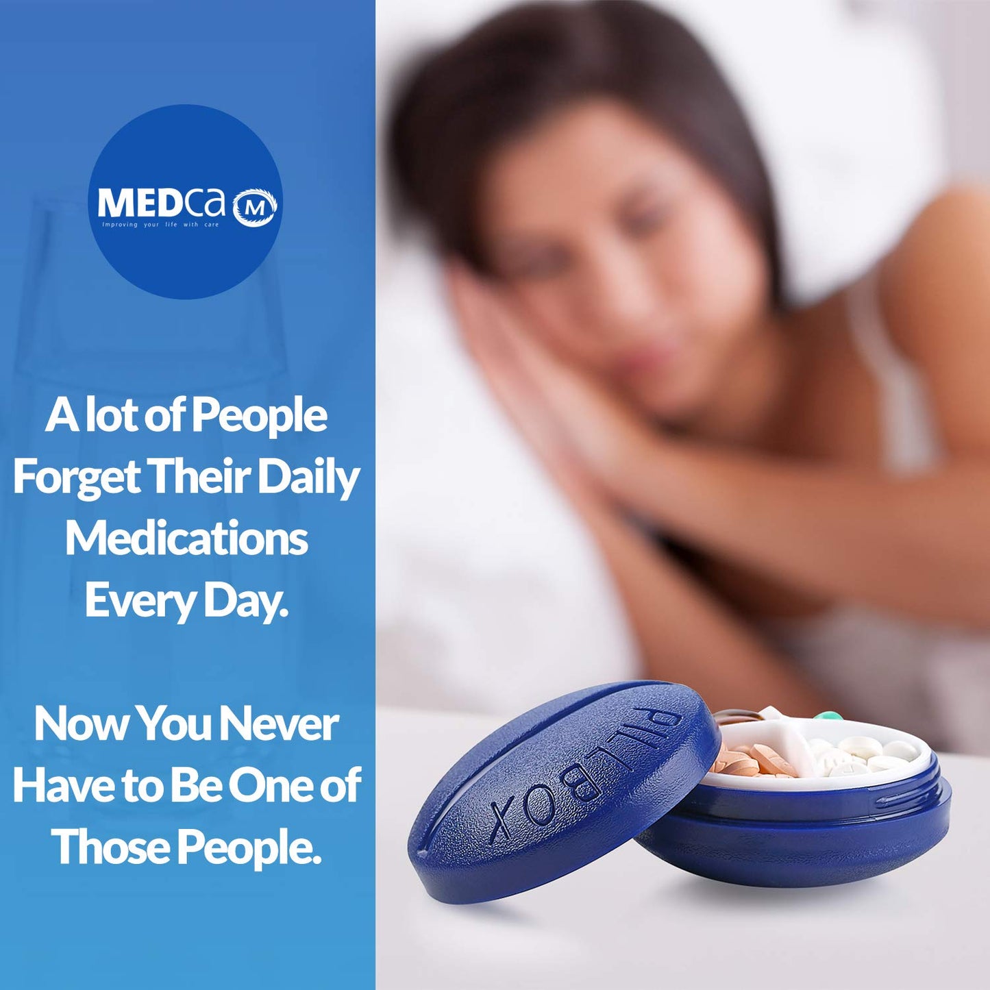 Small Pill Boxes - Pack of 2 - Mini Compact Round Portable 4 Compartment Travel Pills Case Organizer, Vitamin and Medication Dispenser Holder for Up to 4 Times a Day, BPA Free Pill Reminder