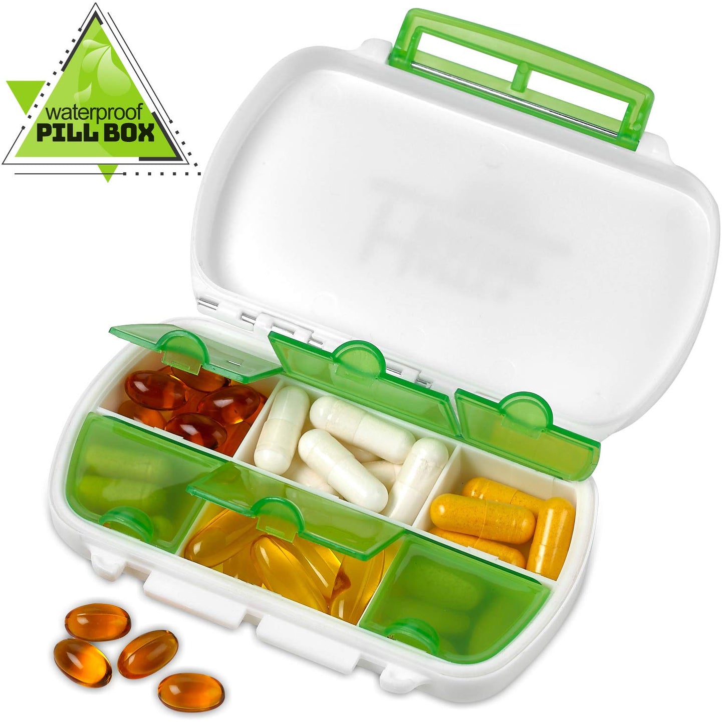 Pill Boxes- Pack of 2 Waterproof Medicine Pill Holder Cases, BPA-Free Daily Tablet Holder Storage Organizer Dispenser for Medications, Supplements, & Vitamins, Ideal for Travel by MEDca