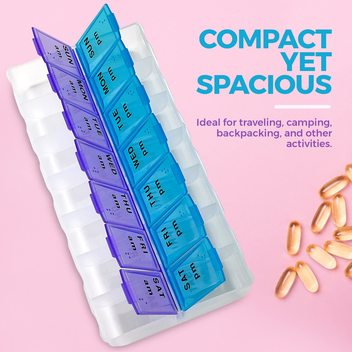 MEDca Weekly Pill Organizer, Twice-a-Day, Pack of 40