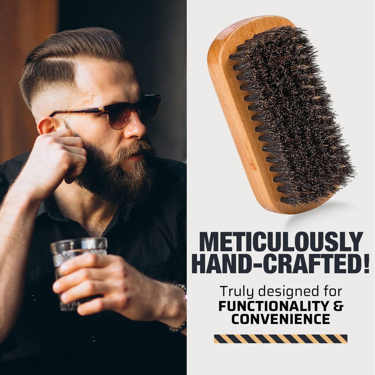 Wooden Beard and Comb Set for Men - Perfect for Beards Head Hair and Mustaches Men's Grooming Kit for Styling, Applying Beard Oils and Balms for Better Hair Care Growth and Impressive Hair Health