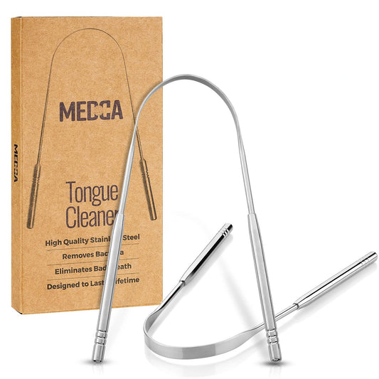 Tongue Scrapers - Pack of 2 - Stainless Steel Tongue Cleaners Brush for Help Getting Rid of Bad Breath & Bacteria - Food Scraper to Keeps Mouth & Teeth Healthy and Clean - Essential Dental Hygiene Kit