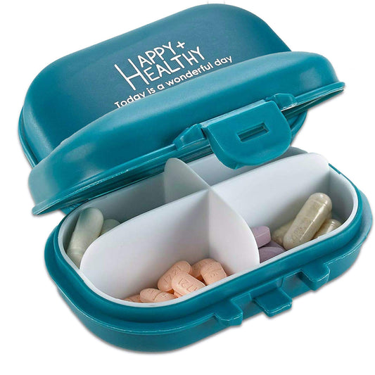 Daily Pill Organizer - (Pack of 2) Small AM PM Pill Organizer - Cute 4 Compartment Pill Organizer 2 Times a Day Case Box