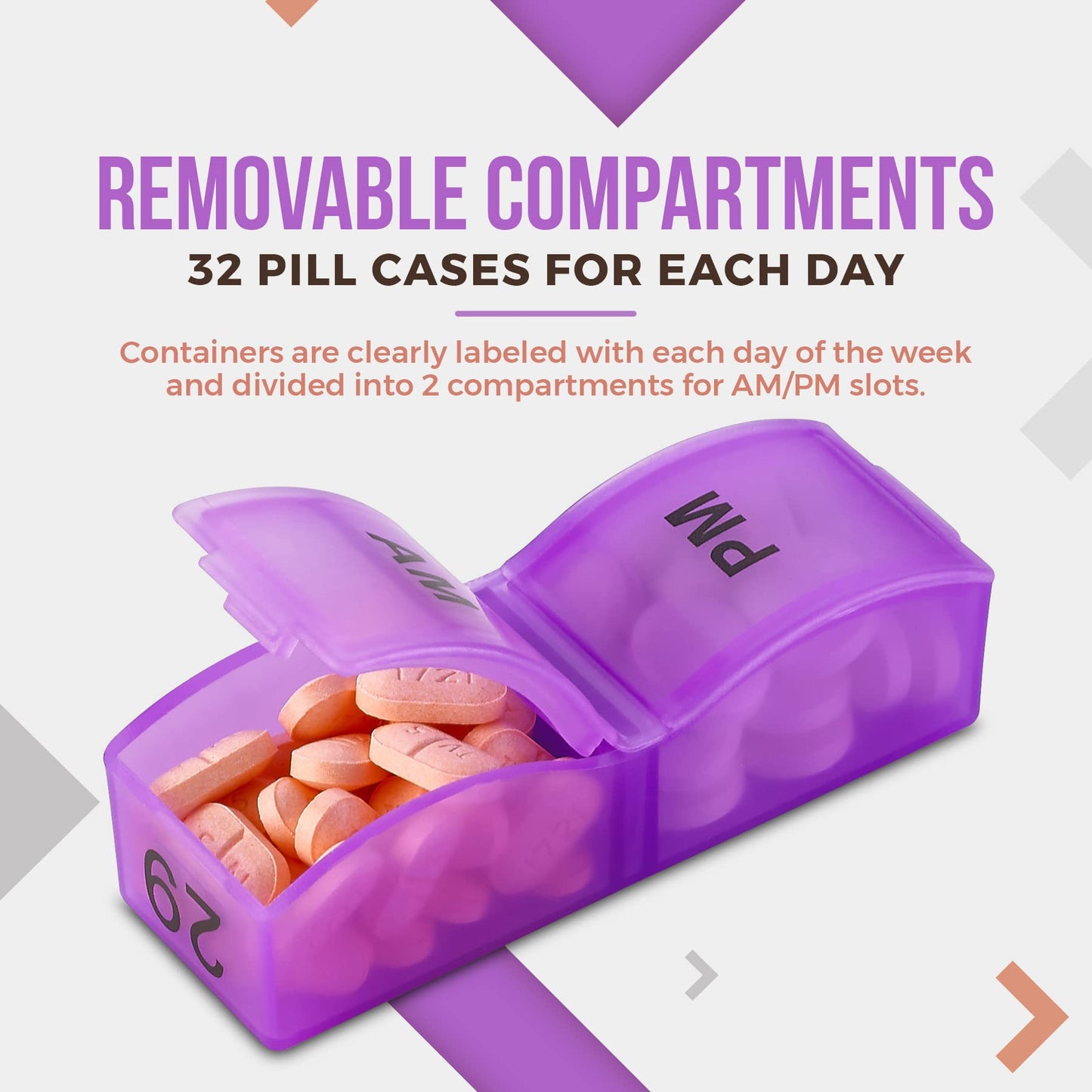 Monthly Pill Organizer - Am/Pm Daily Pill Organizer 32 Compartments for Each Day, Pill Dispenser and Dispenser Caddy that Helps You Organize Your Life, Perfect for Supplements and Medication by MEDca
