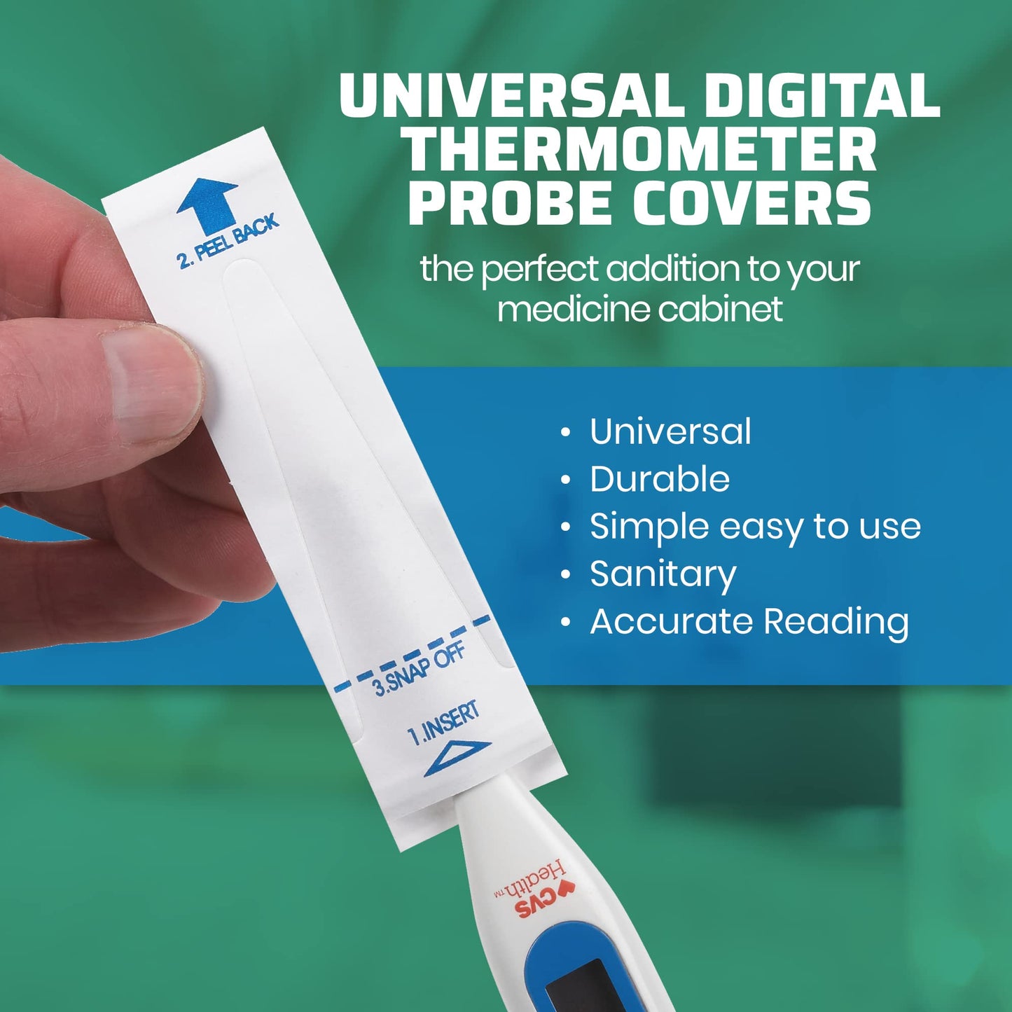 Thermometer Probe Covers - Pack of 100 - Universal and Disposable Probe Cover Box for Digital Thermometer
