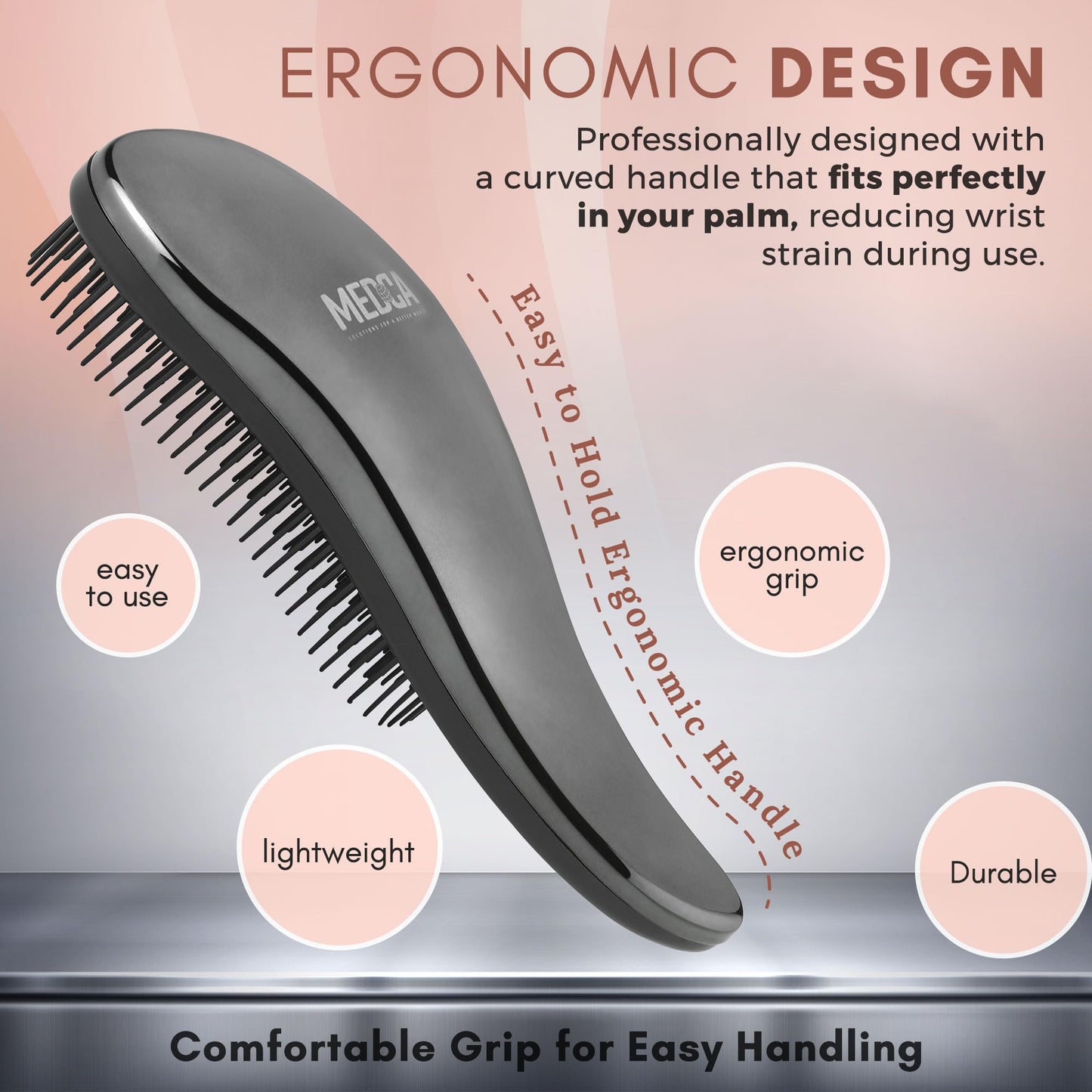 Detangling Brushes - Detangler Brush Set - Pain-Free Hair Brush Straightener that Removes Tangles and Knots Straightening Hair Shiny and Smooth (Rose Gold and Black)