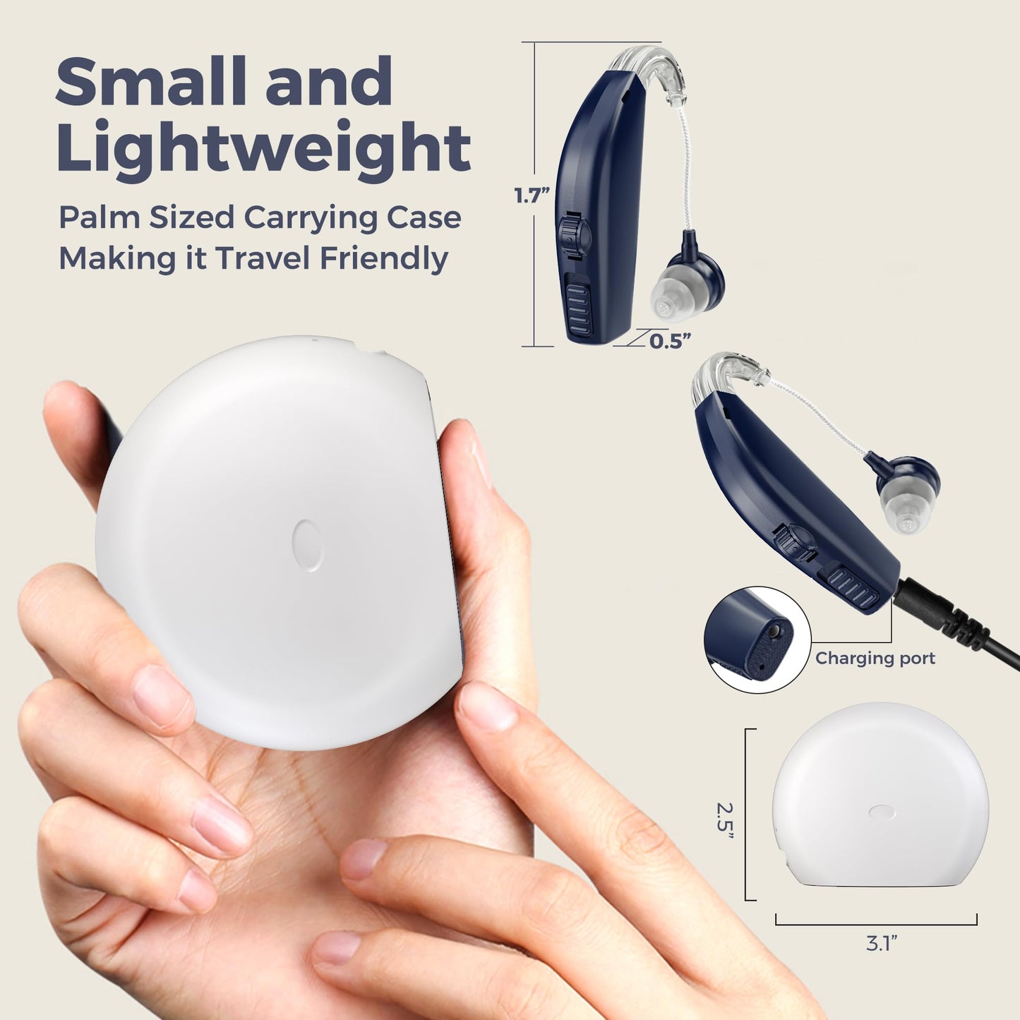 Digital Hearing Amplifier - (Pair of 2) Personal Hearing Enhancement Sound Amplifier, Rechargeable Digital Hearing Amplifier with All-Day Battery Life, Dark Blue