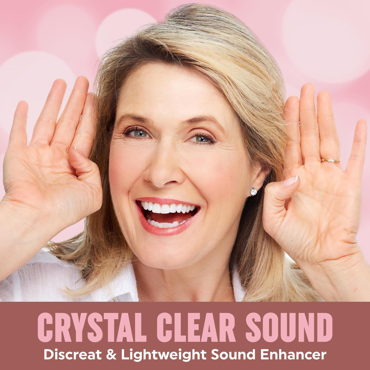 Digital Hearing Amplifier - Set of 2 - Best Hearing Amplifiers That Fit Comfortable Behind the Ear for Women, Small & Discreet BTE Personal Sound Amplifier Pair (Pink)