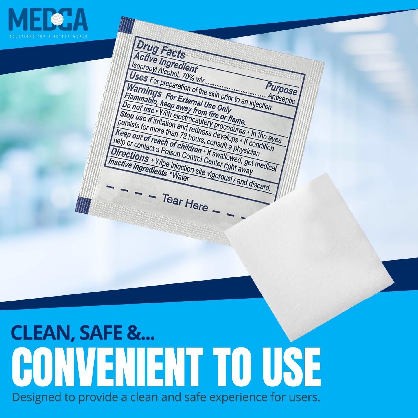 MEDca Alcohol Prep Pads, Sterile, Medium, 2-Ply Pack of 100