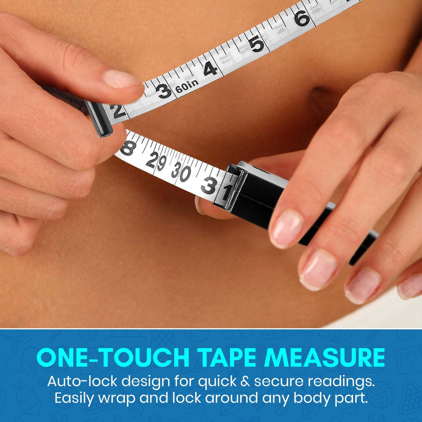 Body Tape Measure - (2 Pack) Measuring Tapes for Body and Fat Weight Monitors, (Inches & Cm) Retractable Ruler for Accurate Fat Calculator Helps Calculate Athletic Fitness Measurements, Black