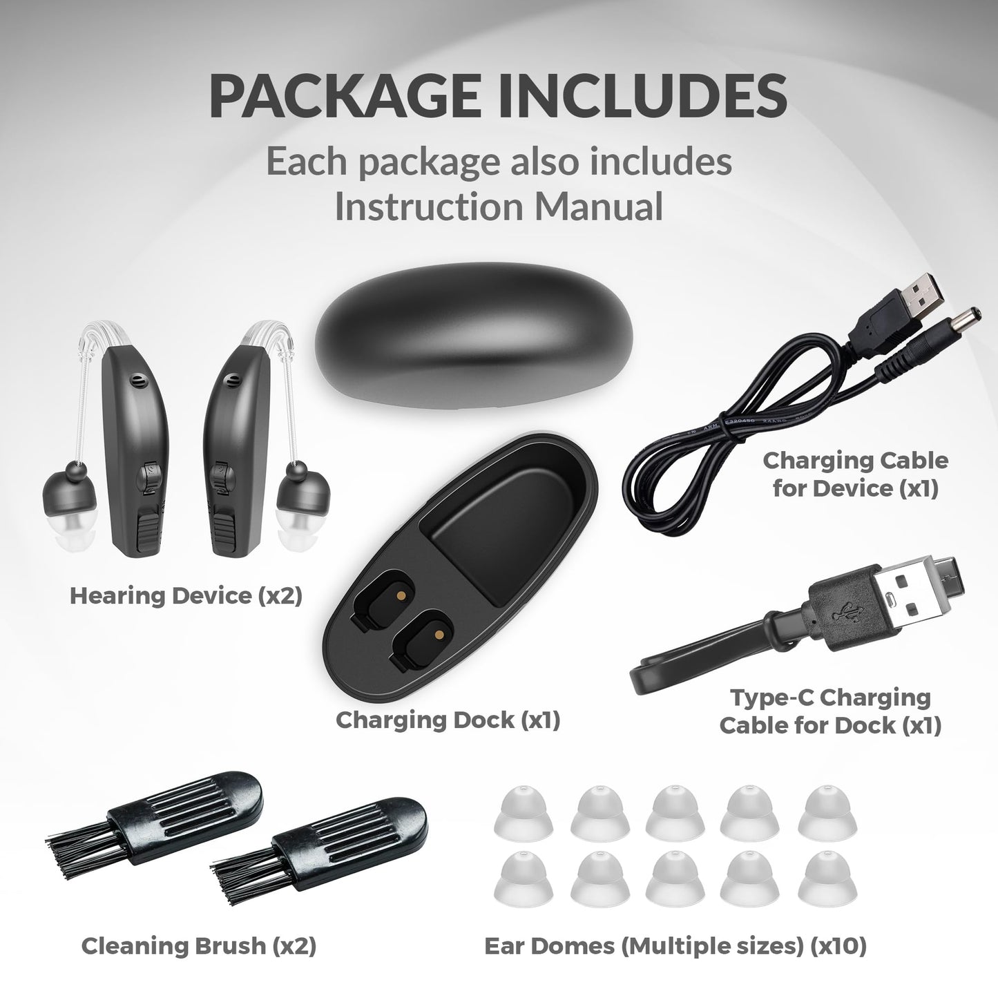MEDca Digital Hearing Amplifier Pair - Personal Sound Amplification Device, Rechargeable All-Day Battery Life Lightweight Behind The Ear BTE Sound Aid and Voice Hearing Amplifiers, Black