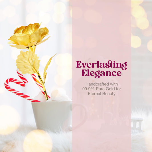 24k Gold Rose with Luxury Gift Box - 10-inch Golden Rose Metal Single Roses and Valentine's Day Gifts Idea for Women, Loved Ones, Mom, Wife, Girlfriend, Grandma, Mother's Day