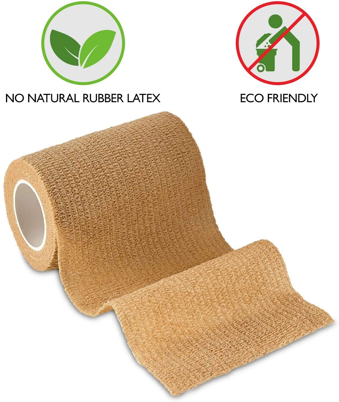 Self Adherent Wrap - Bulk Pack of 6, Athletic Tape Rolls and Sports Wraps, Self Cohesive Non-Woven Adhesive Bandage (3 In x 5 Yards) for Ankle Sprains & Swelling