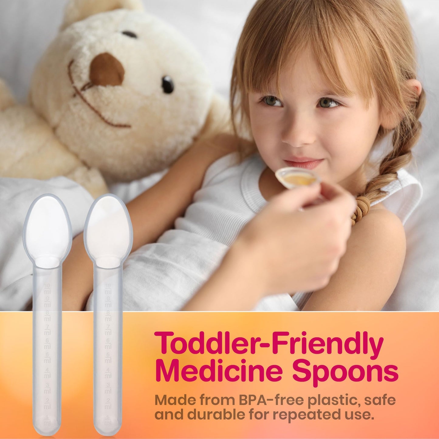 Calibrated Medicine Spoon for Kids, Baby & Toddler - (Pack of 200 Bulk) - 2 Tsp/10 mL Capacity Plastic Oral Liquid Dose Medication Graduated Dispenser