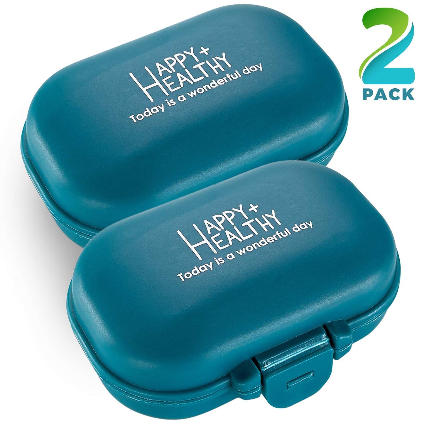 Daily Pill Organizer - (Pack of 2) Small AM PM Pill Organizer - Cute 4 Compartment Pill Organizer 2 Times a Day Case Box