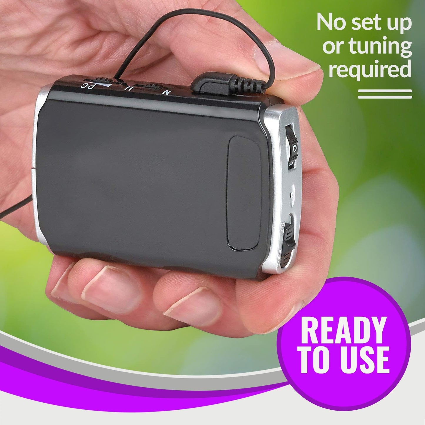 Rechargeable Personal Sound Amplifier - Pack of 2, Lightweight Compact Pocket Sounds Voice Enhancer Audio Hearing Device w/Background Noise Reduction Digital Hearing for Adults and Seniors