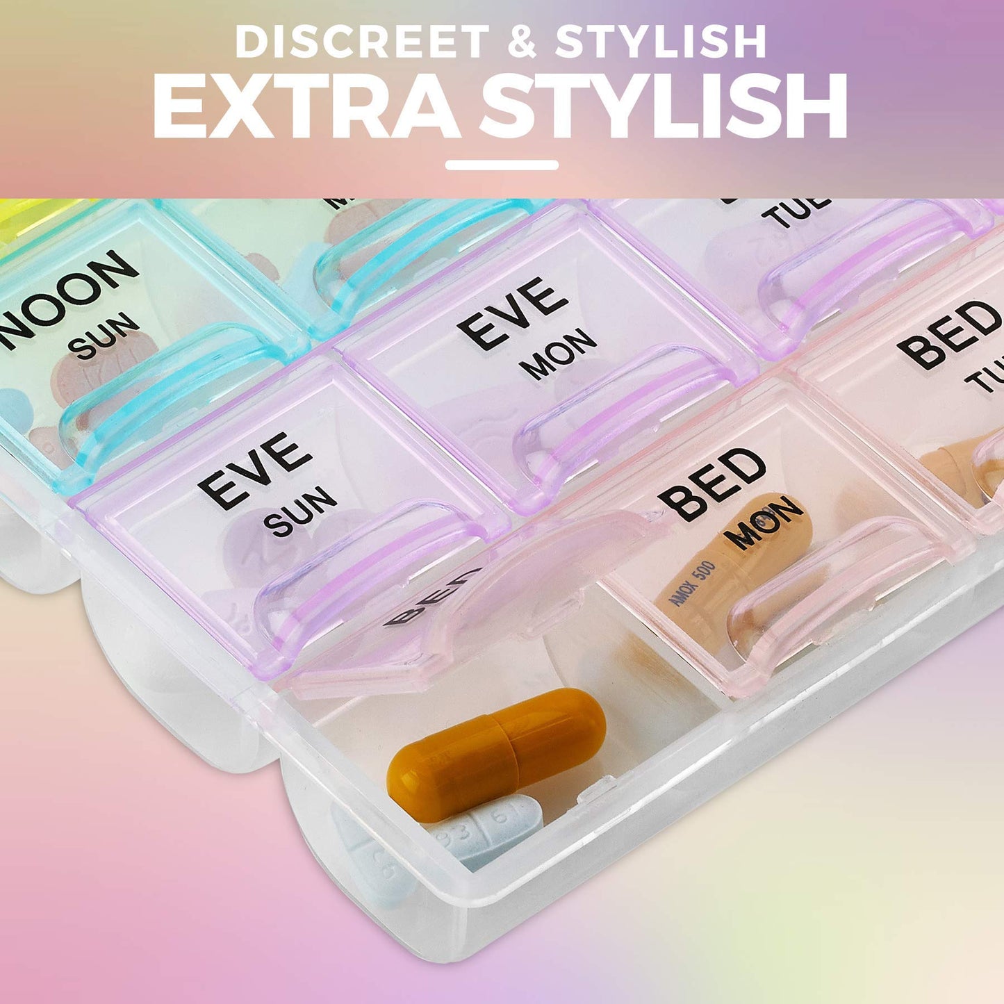 MEDca Pill Organizers - (2 Pack) Large Pill Organizer with Weekly and Daily 4-Times-A-Day Compartments for Morning, Noon, Evening, Night - BPA-Free, Portable and Travel Friendly Pill Boxes Case