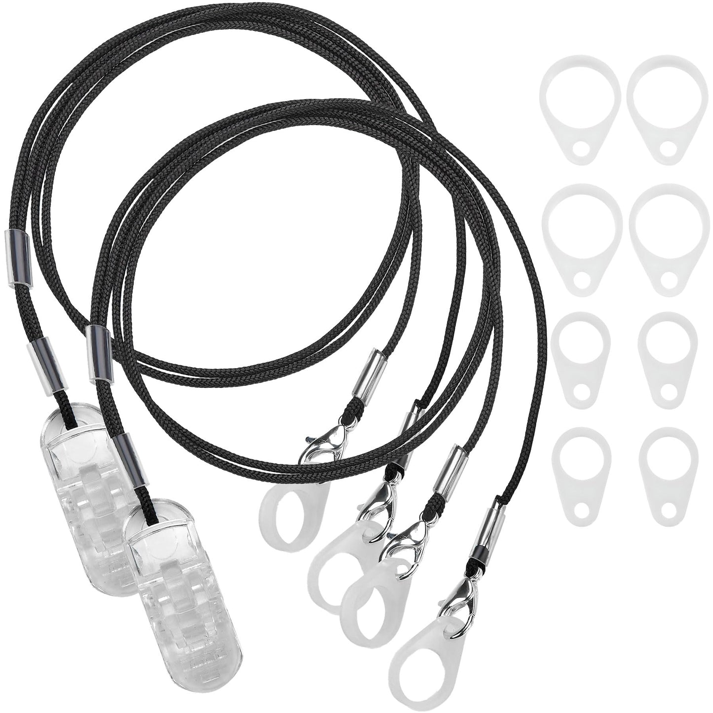 Hearing Aid Clips - Protective Holder with Anti Lost Lanyard Cord - Rope with Loops and Clip and Security Clip Ideal for Behind The Ear Hearing Aids and Personal Sound Amplifiers, (Pack of 2)