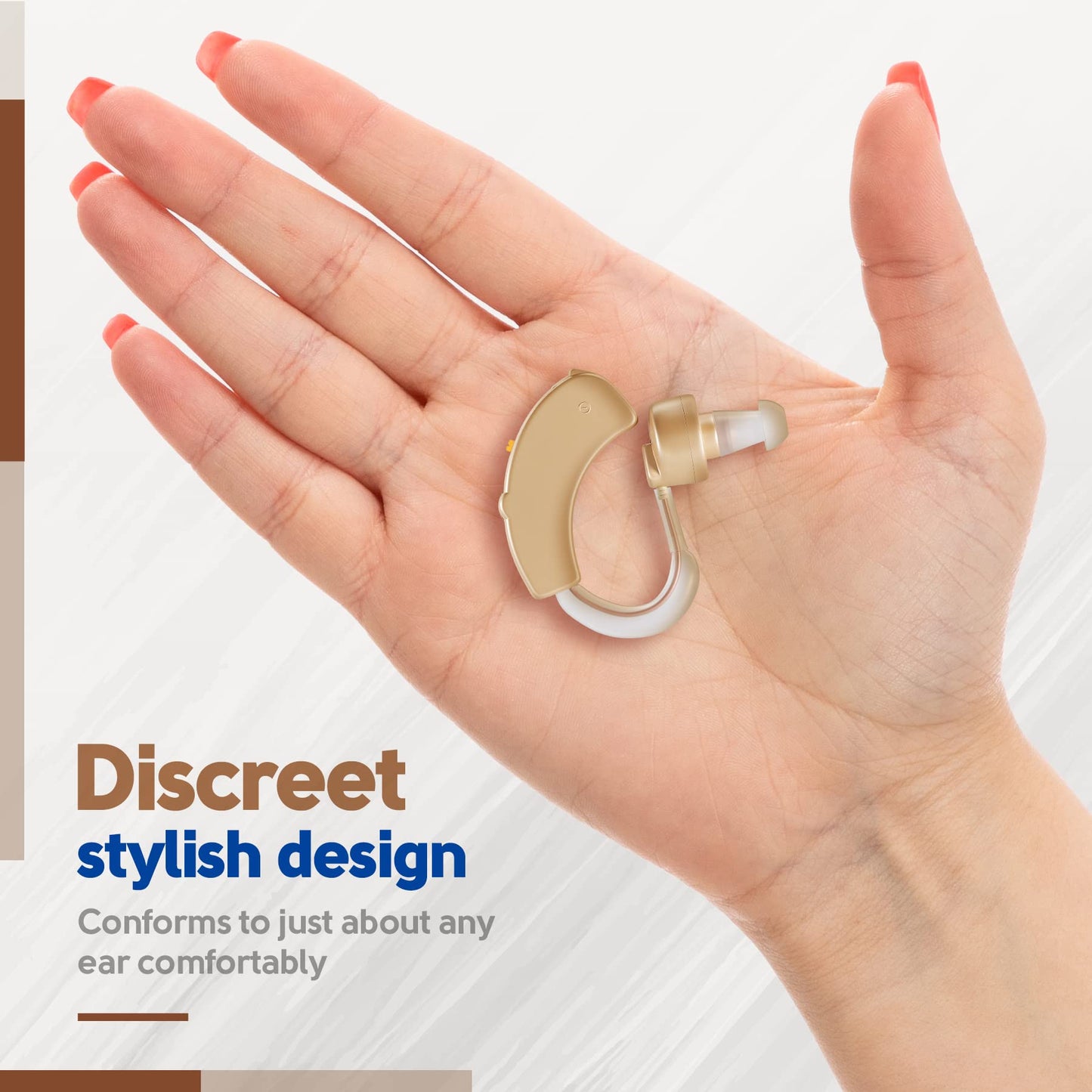 MEDca Hearing Amplifiers 2 Pack - Digital BTE Personal Sound Amplifier w/ Noise Reduction & Volume Control, LR44 Battery Powered, 6 Ear Domes, Left/Right Use, Small & Discreet