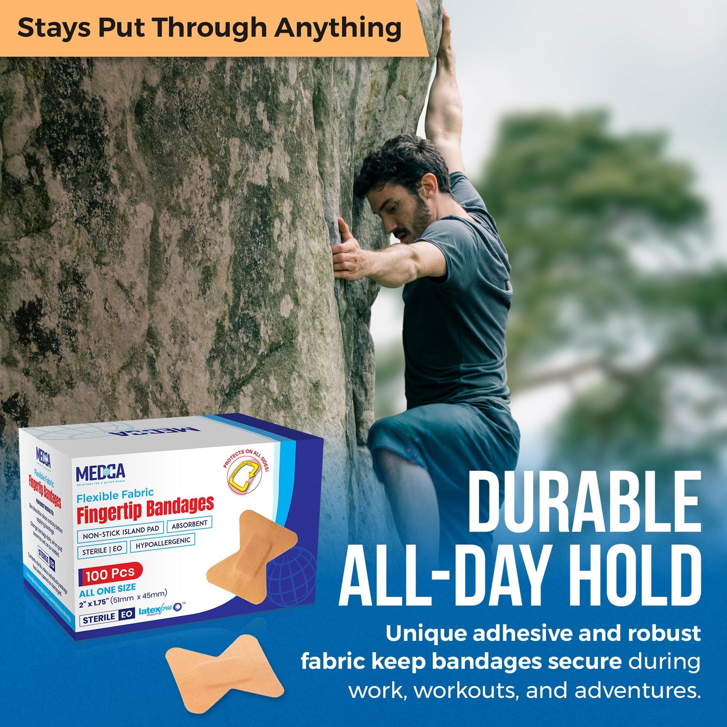 Flex Fabric Adhesive Bandages - Finger-Tip Bandages for Finger Care and to Protect Wounds from Infection - (200 Count)